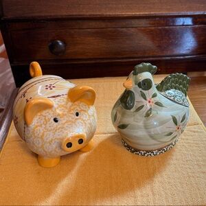Ceramic Pig and Chicken Figurines